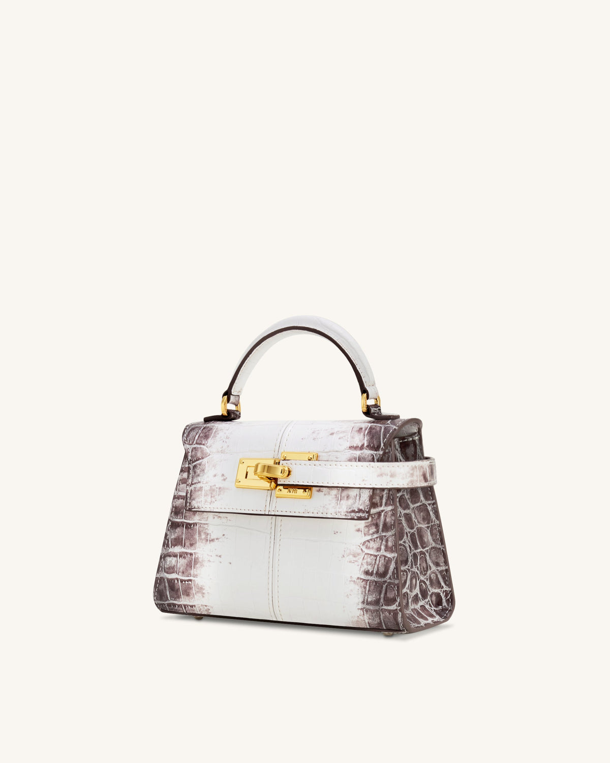 Elise Top Handle Bag - White Croc - view 2