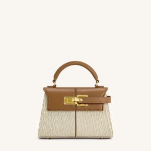 Elise Top Handle Bag - Brown Canvas - view 1