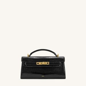 Noor Top Handle Bag - Black Croc - view 1