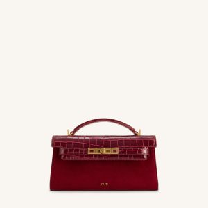 Noor Faux Suede Top Handle Bag - Red - view 1