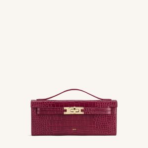 Bria Structured Top Handle Bag - Burgundy Croc - view 1