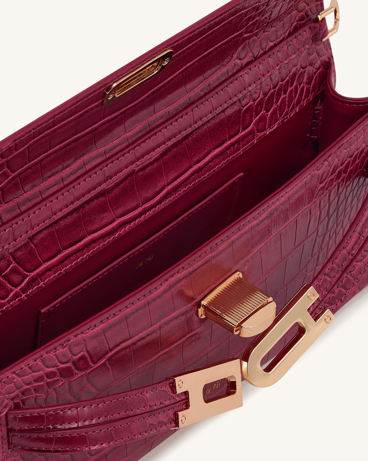 Bria Structured Top Handle Bag - Burgundy Croc - view 4