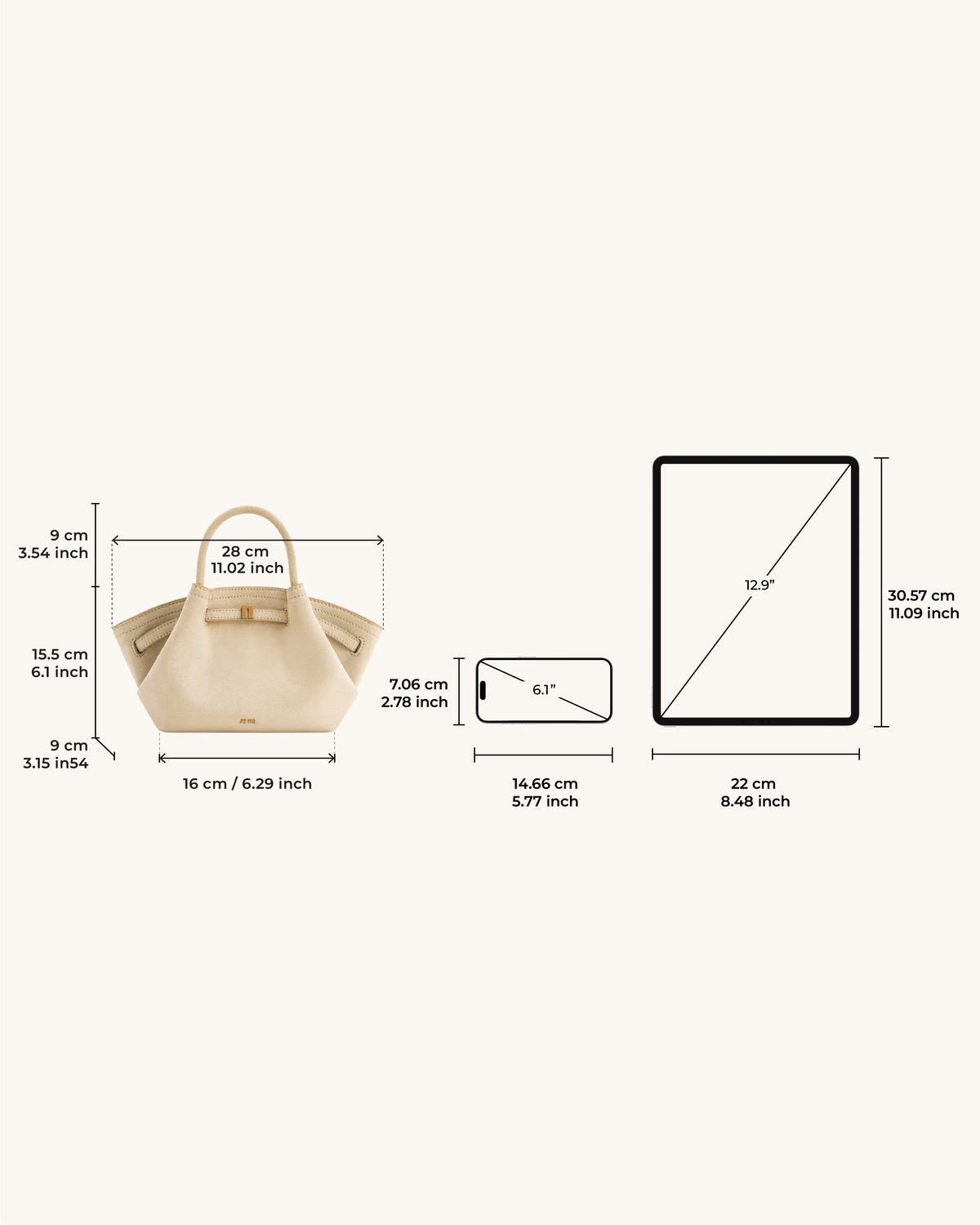 Hana Mini Faux Suede Tote Bag - Off White - view 7
