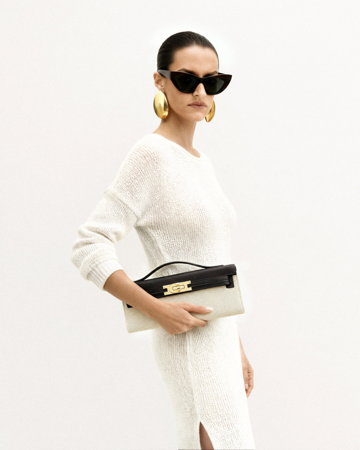 Bria Structured Top Handle Bag - Black Canvas - view 2