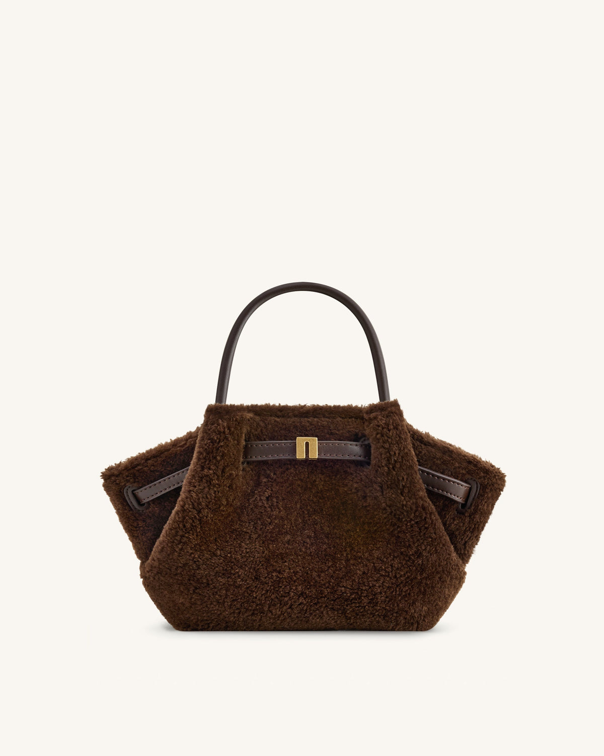 Hana Mini Faux Fur Tote Bag - Dark Brown - view 1