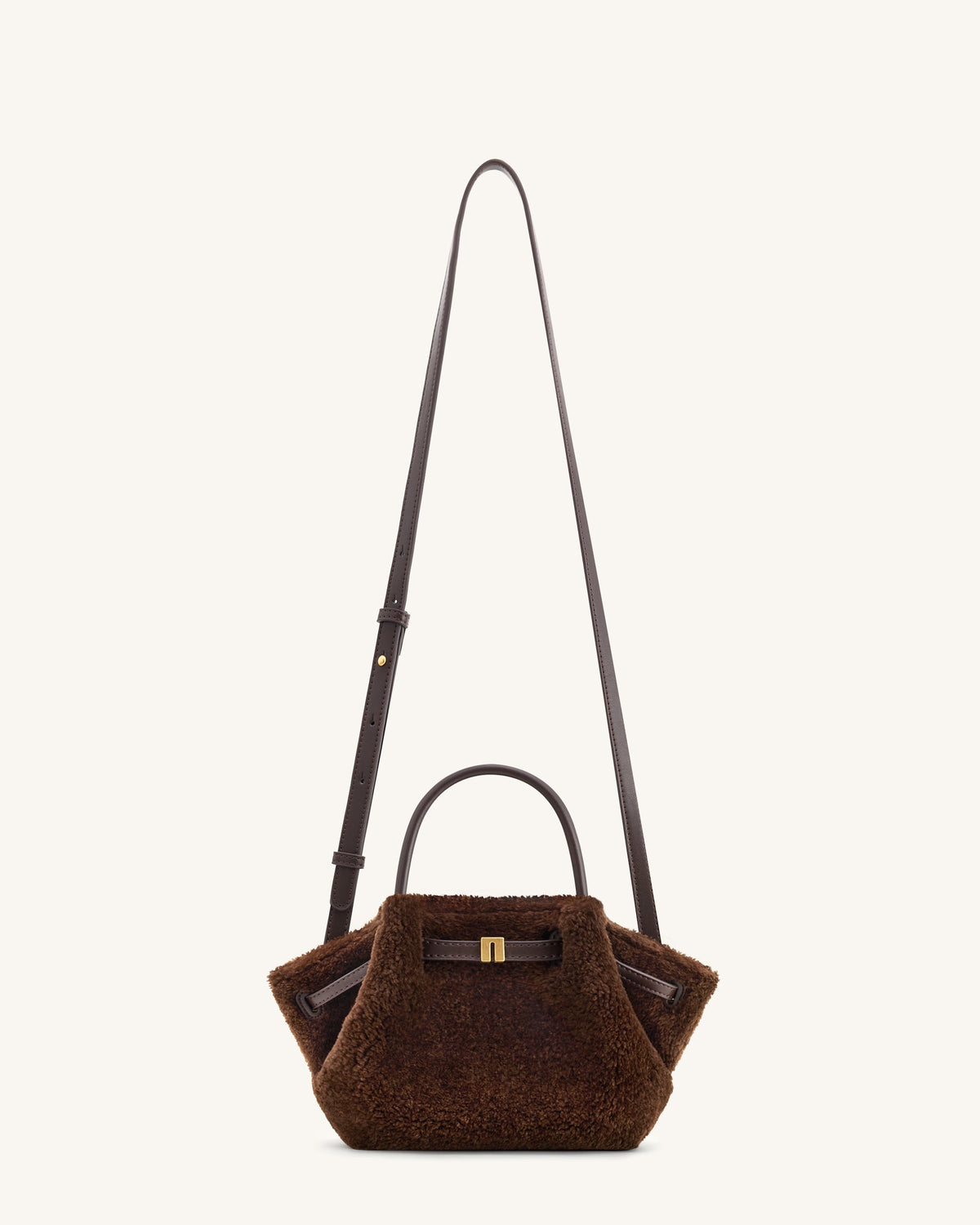 Hana Mini Faux Fur Tote Bag - Dark Brown - view 3