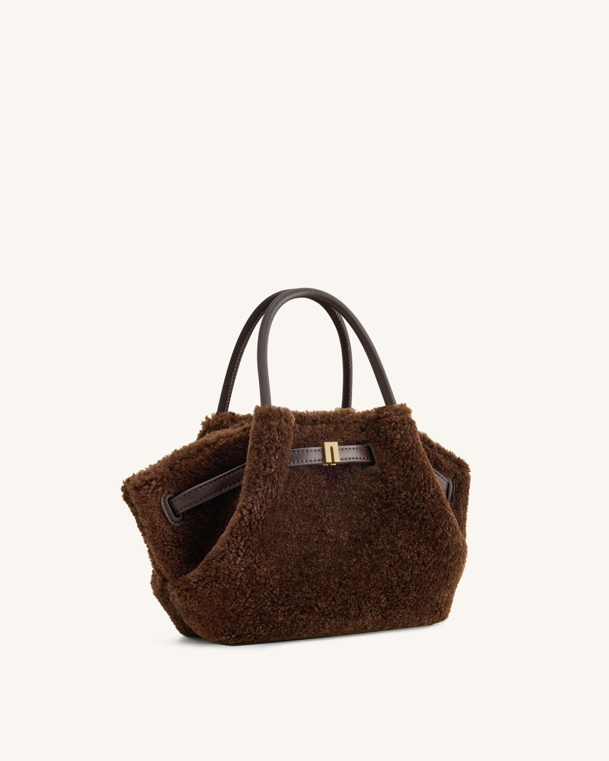 Hana Mini Faux Fur Tote Bag - Dark Brown - view 2