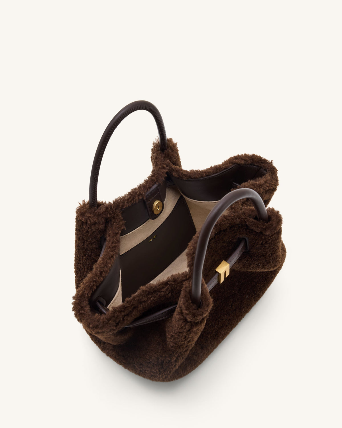 Hana Mini Faux Fur Tote Bag - Dark Brown - view 5