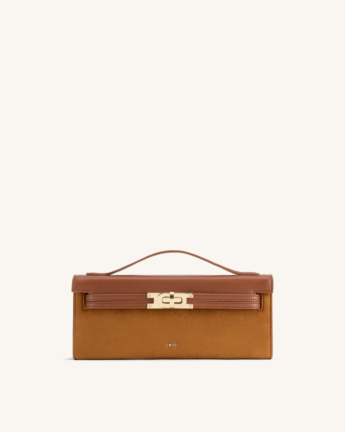 Bria Faux Suede Structured Top Handle Bag - Brown - view 1