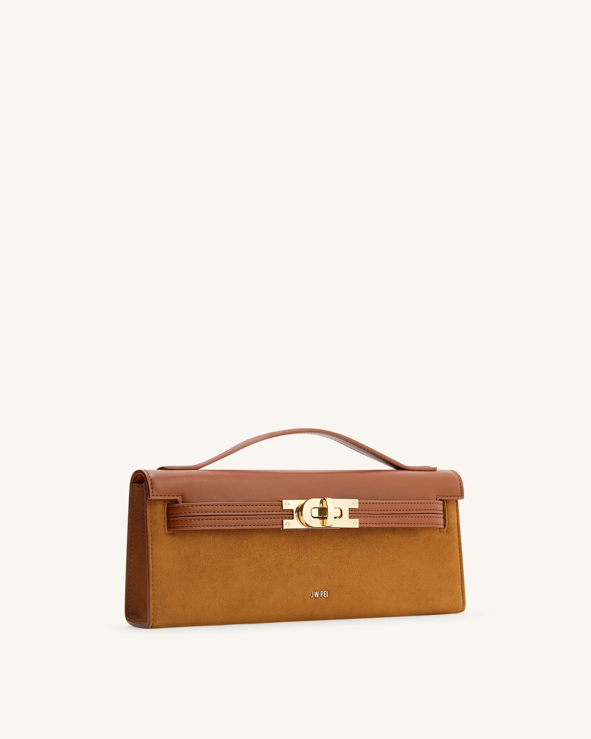 Bria Faux Suede Structured Top Handle Bag - Brown - view 2