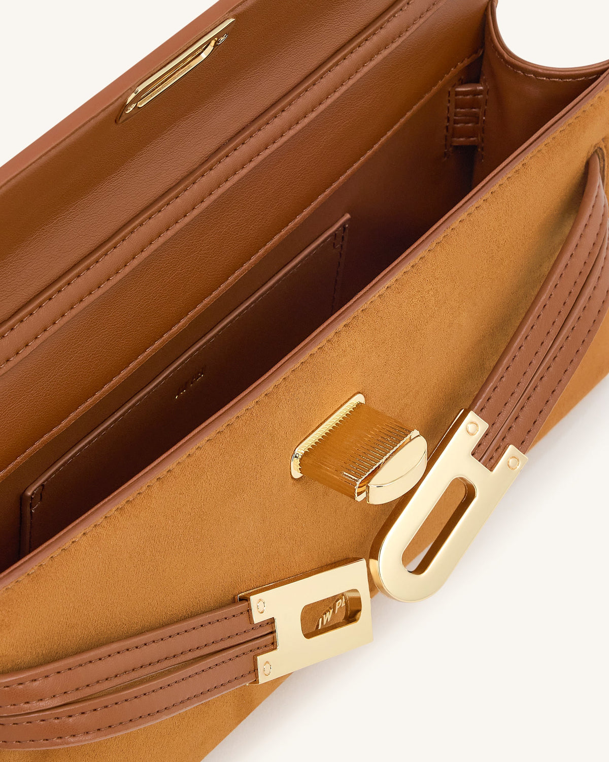 Bria Faux Suede Structured Top Handle Bag - Brown - view 4