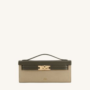 Bria Faux Suede Structured Top Handle Bag - Dark Olive - view 1