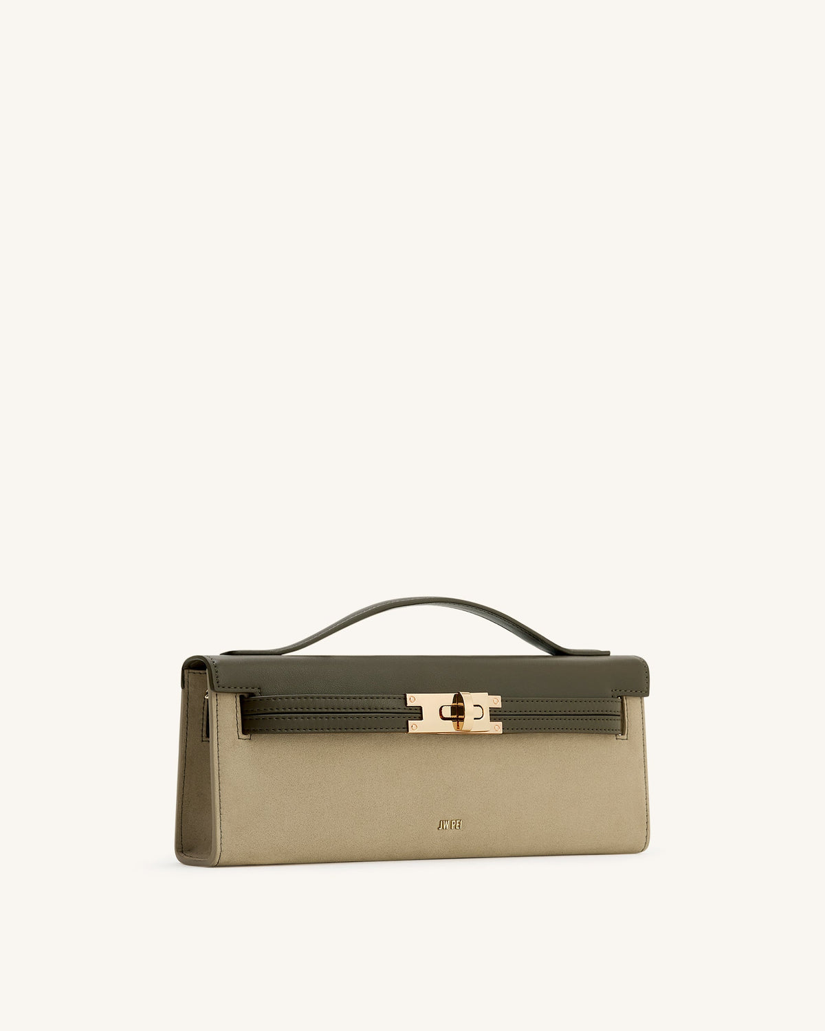 Bria Faux Suede Structured Top Handle Bag - Dark Olive - view 2
