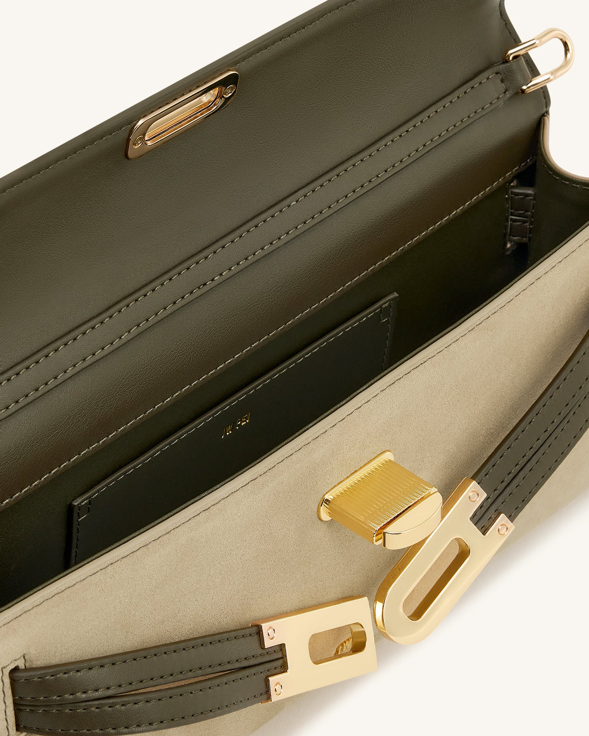 Bria Faux Suede Structured Top Handle Bag - Dark Olive - view 4