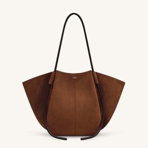 Nala Faux Suede Wide Tote Bag - Brown - view 1