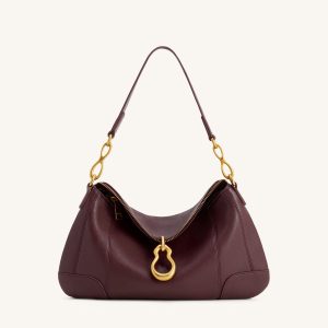 Jayla Metal Pendant Embellished Shoulder Bag - Deep Burgundy - view 1