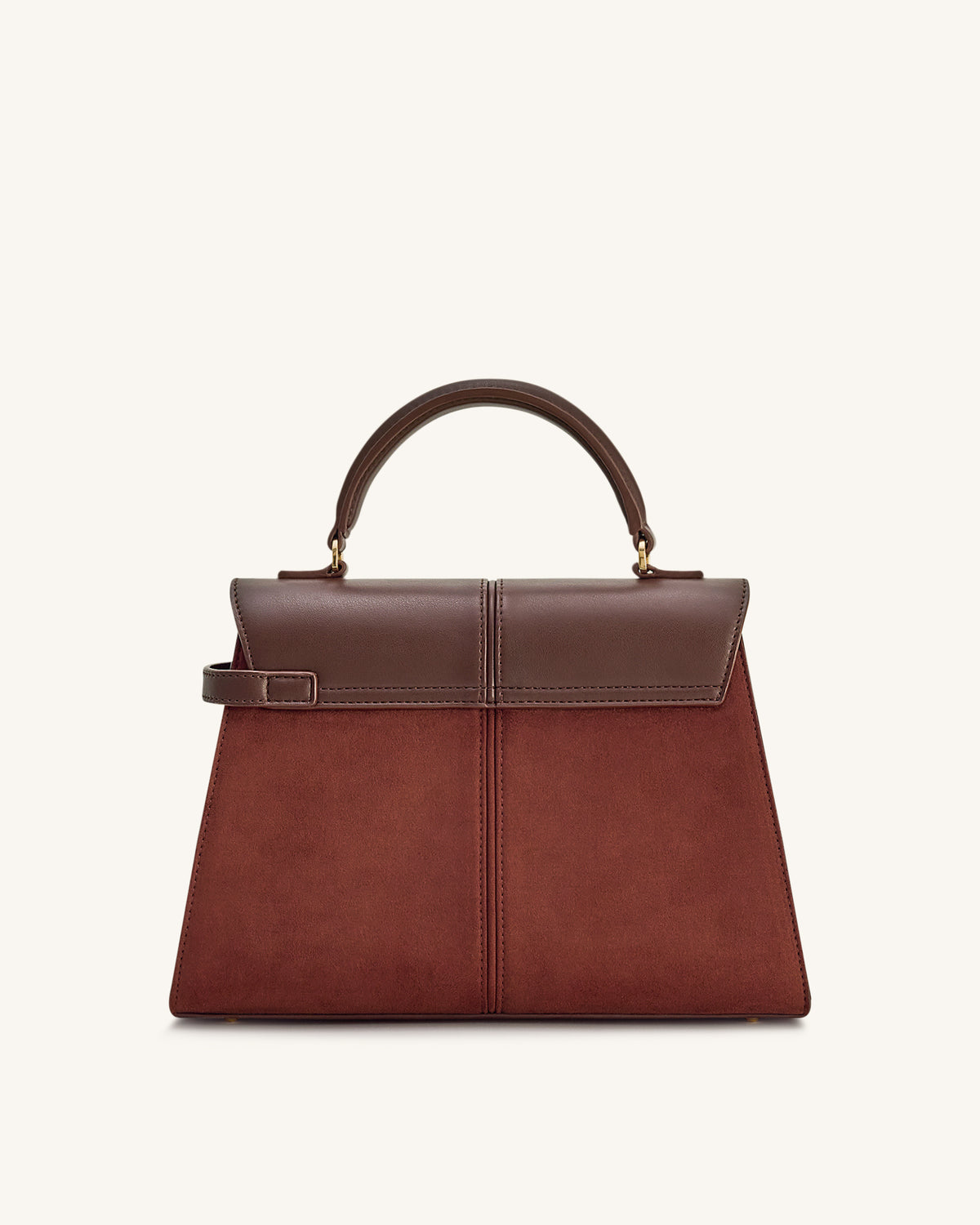 Elise Large Faux Suede Top Handle Bag - Mocha Brown - view 3