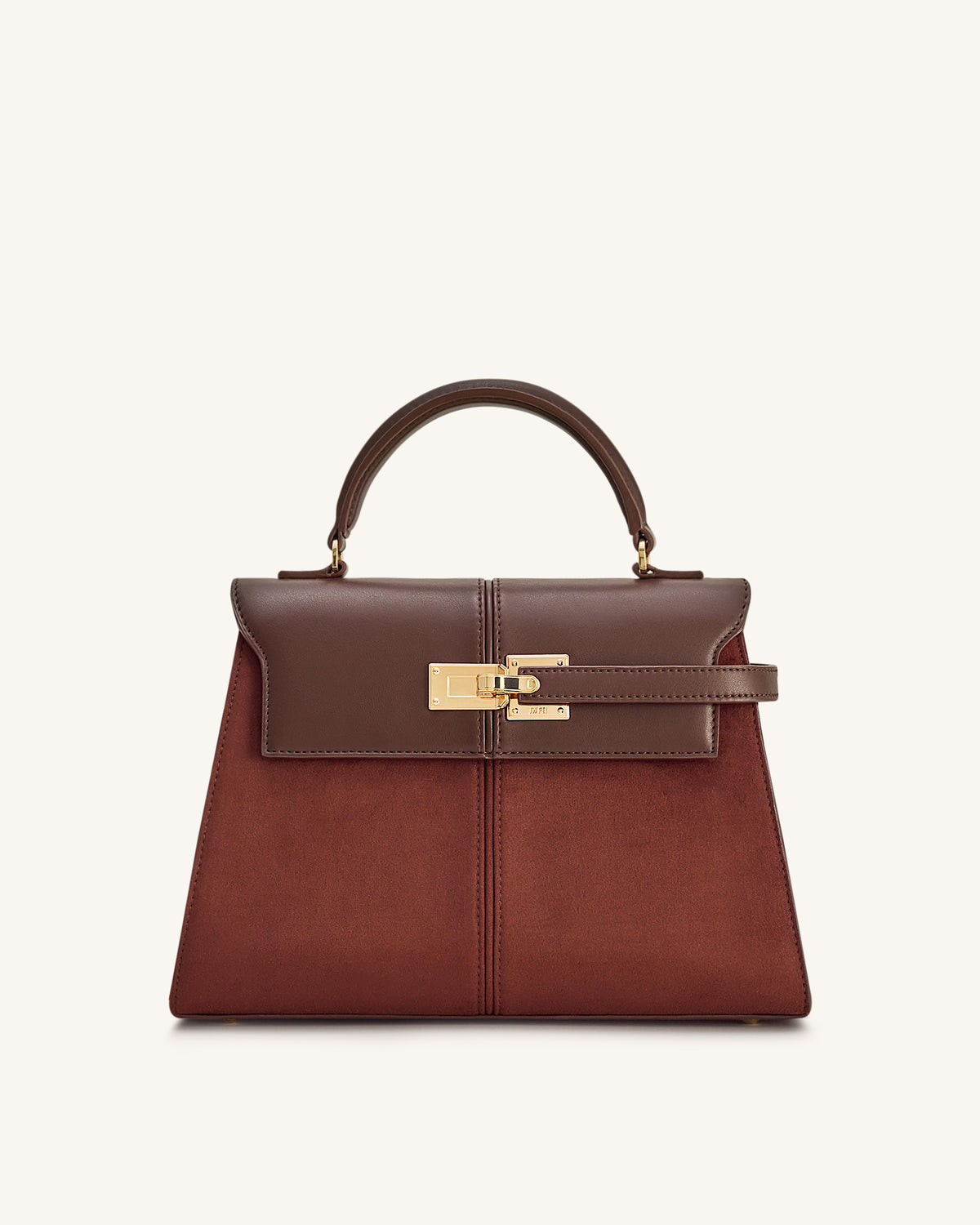 Elise Large Faux Suede Top Handle Bag - Mocha Brown - view 1