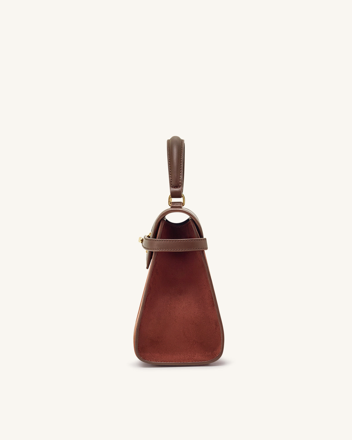 Elise Large Faux Suede Top Handle Bag - Mocha Brown - view 4