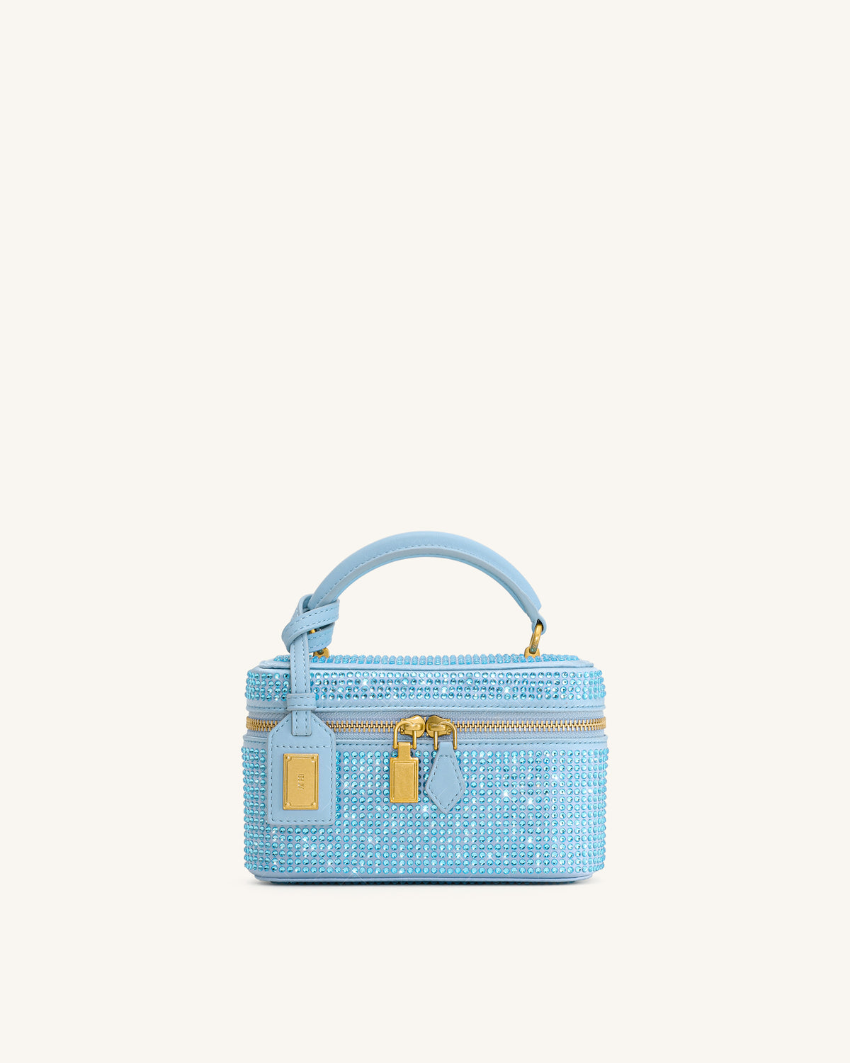 Cleo Artificial Crystal Box Shape Top Handle Bag - Blue - view 1
