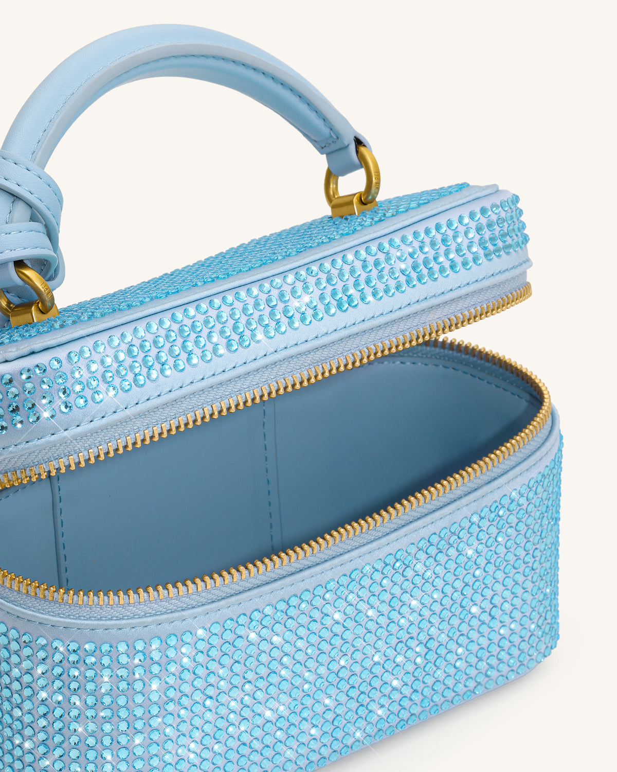 Cleo Artificial Crystal Box Shape Top Handle Bag - Blue - view 4