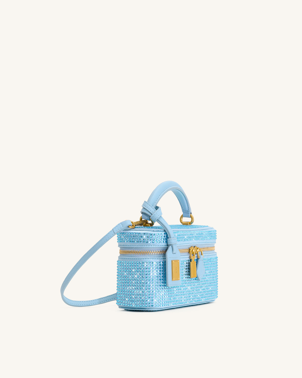 Cleo Artificial Crystal Box Shape Top Handle Bag - Blue - view 2