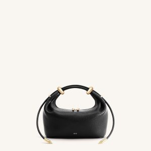 Ellie Metal Ring Embellished Top Handle Bag - Black - view 1