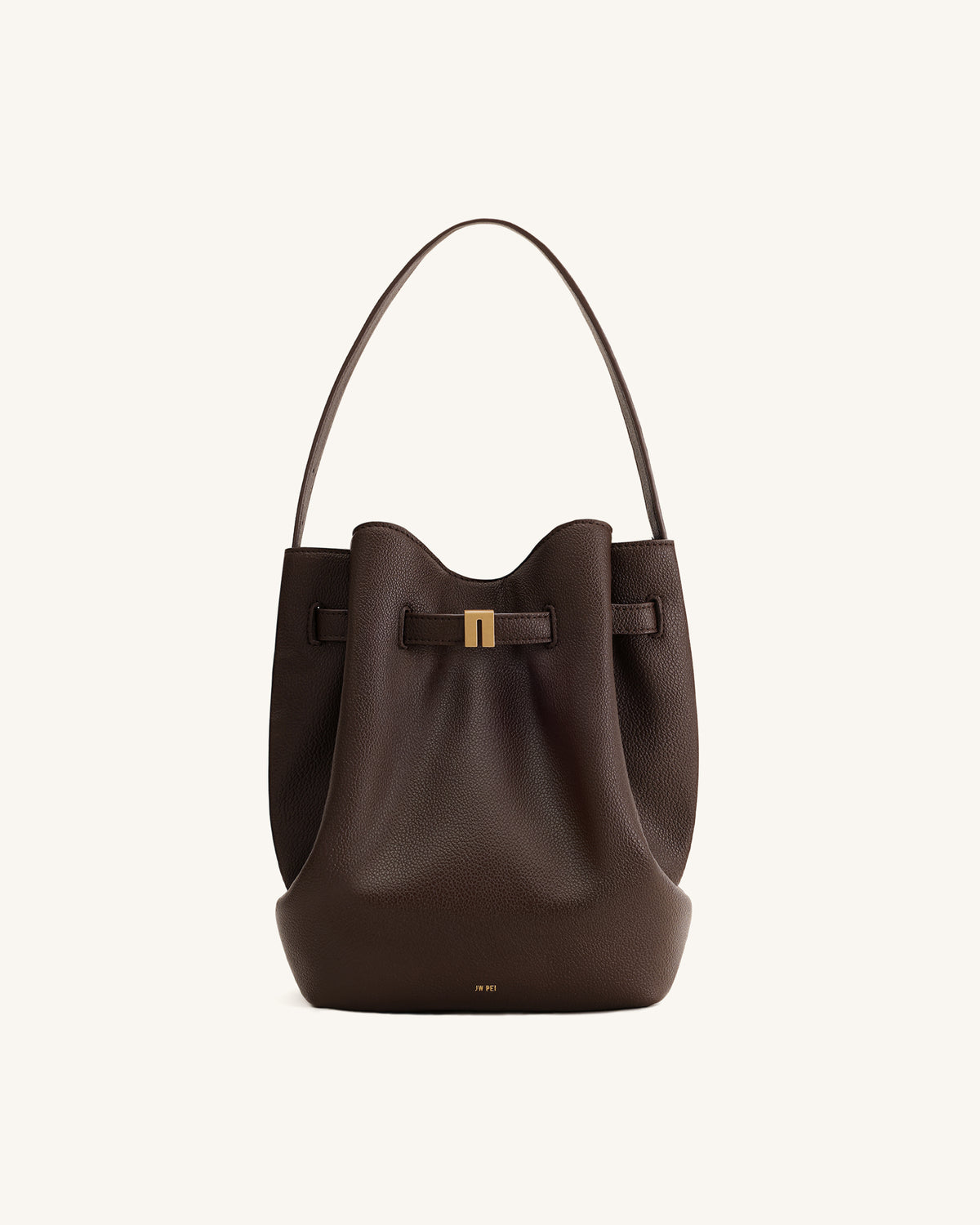 Clara Lock Accent Bucket Shoulder Bag - Mocha Brown - view 1