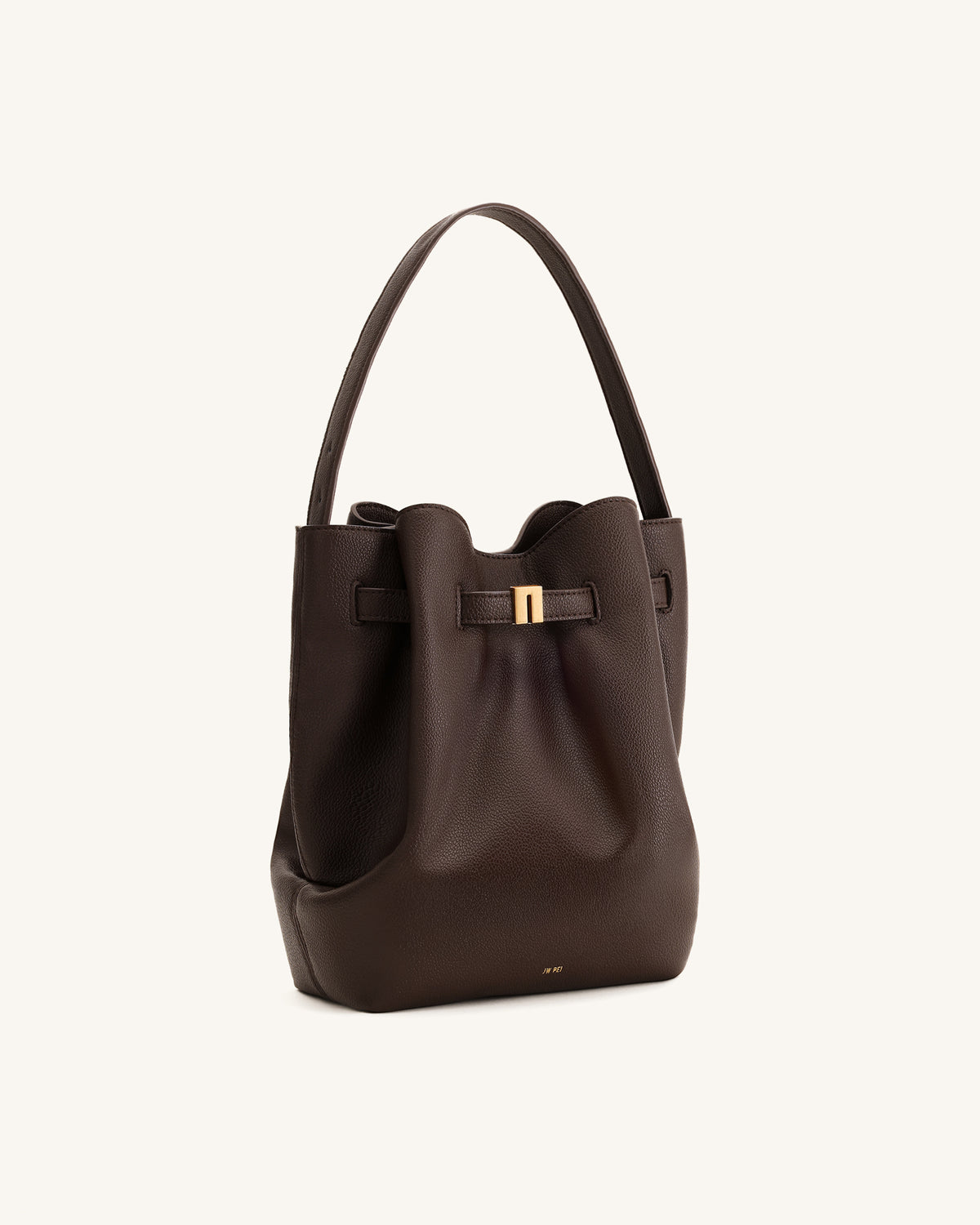Clara Lock Accent Bucket Shoulder Bag - Mocha Brown - view 2