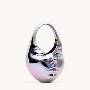 Lillian Face Crescent Top Handle Bag - Silver - view 1