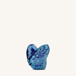 Paisley Crystal Butterfly Clutch - Blue - view 1