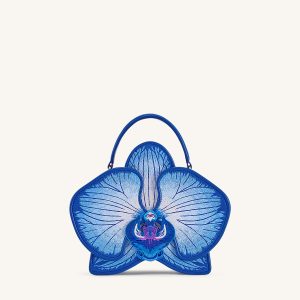 Flora Orchid Shaped Top Handle Bag - Blue - view 1