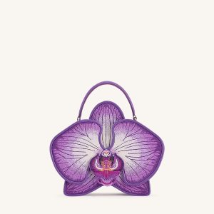 Flora Orchid Shaped Top Handle Bag - Purple - view 1
