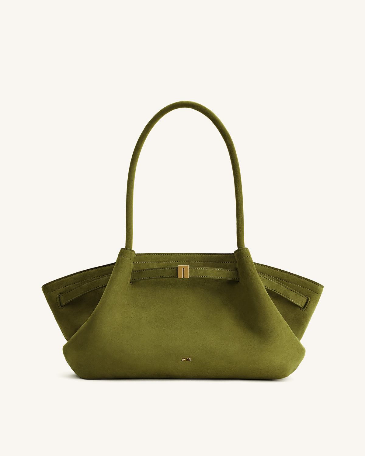 Hana Wide Faux Suede Tote Bag - Olive Green - view 1