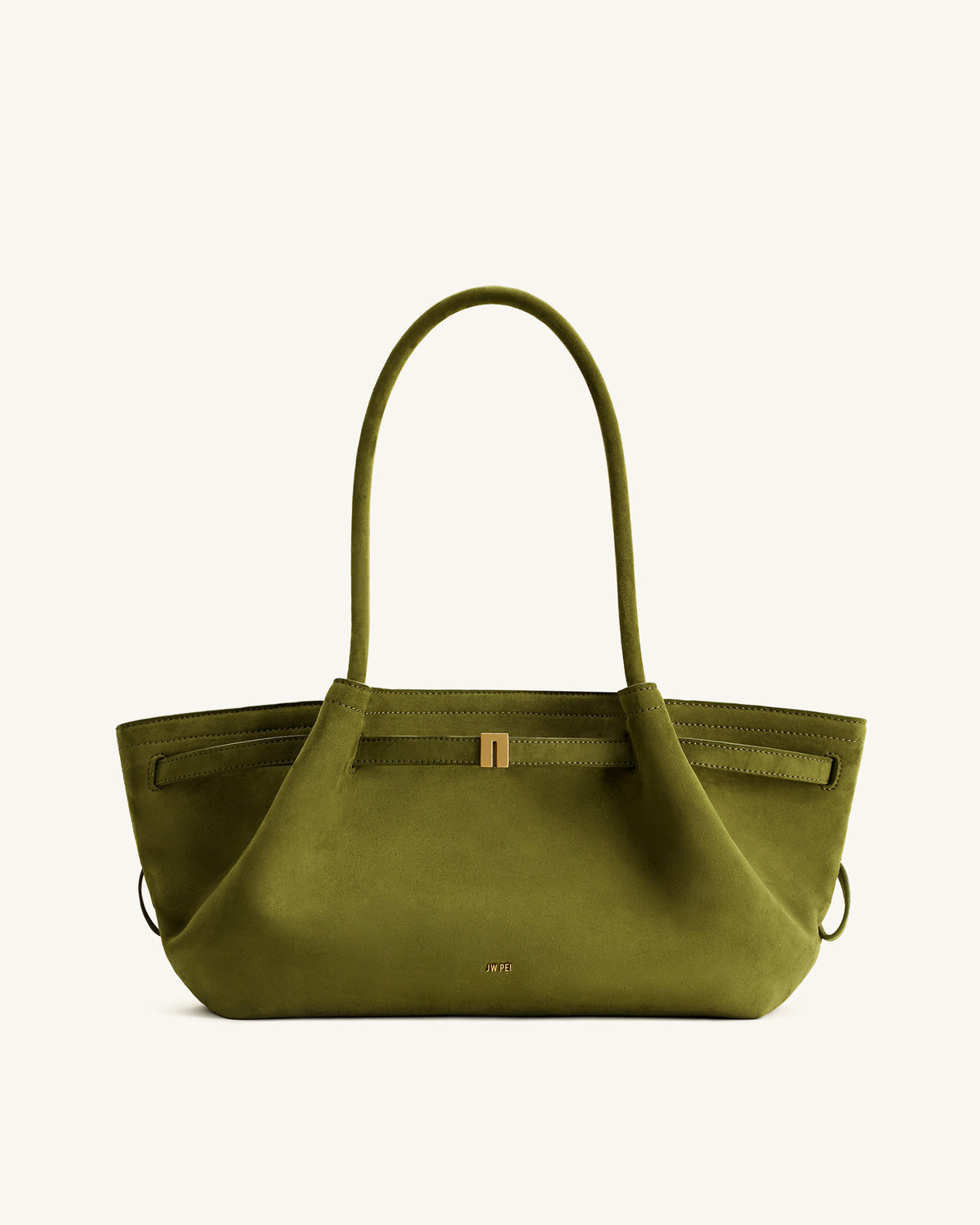 Hana Wide Faux Suede Tote Bag - Olive Green - view 2