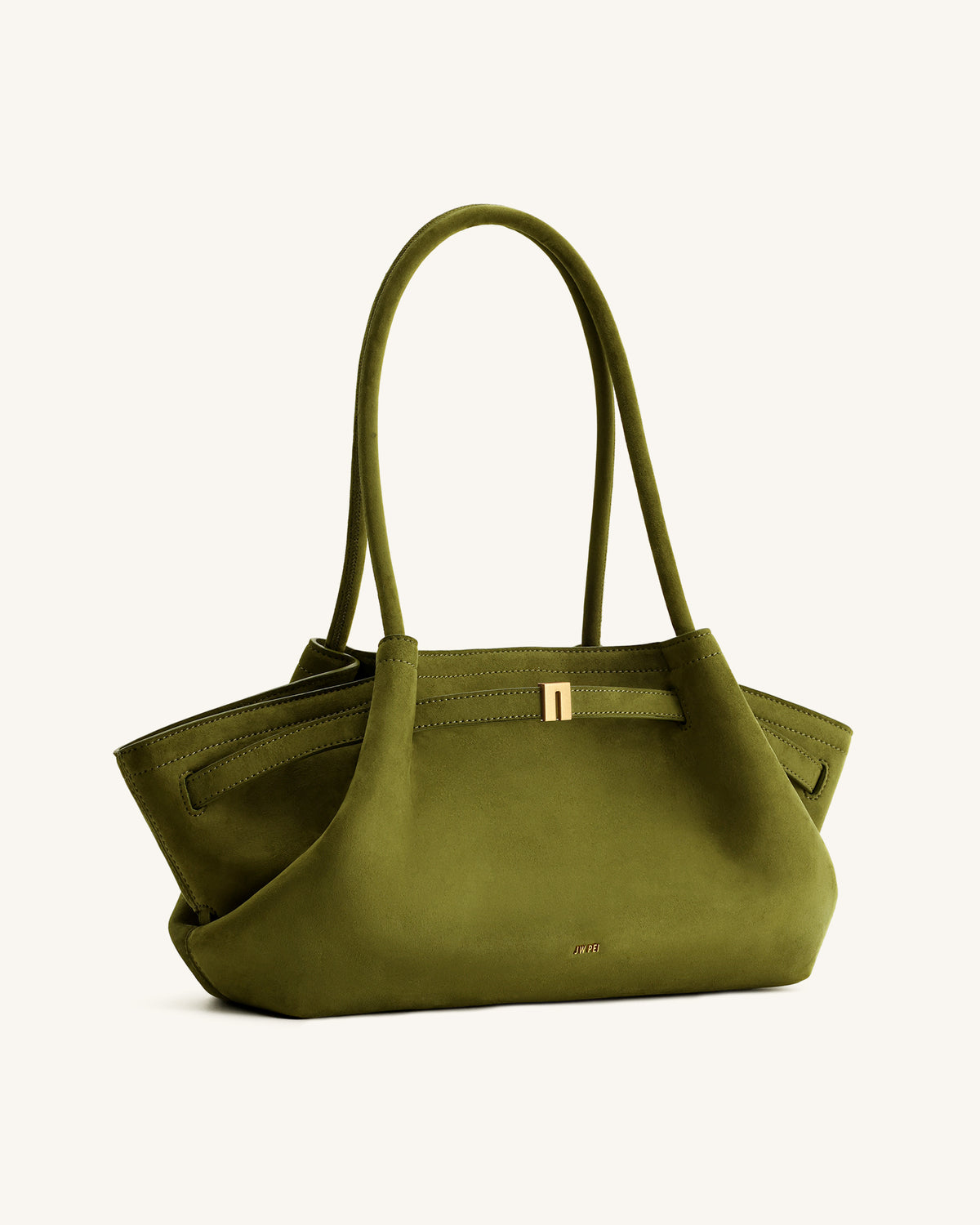 Hana Wide Faux Suede Tote Bag - Olive Green - view 3