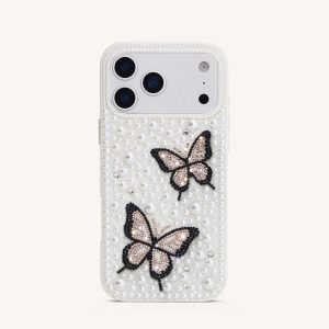 Butterfly Pearl Embellished Phone Case - White - view 1