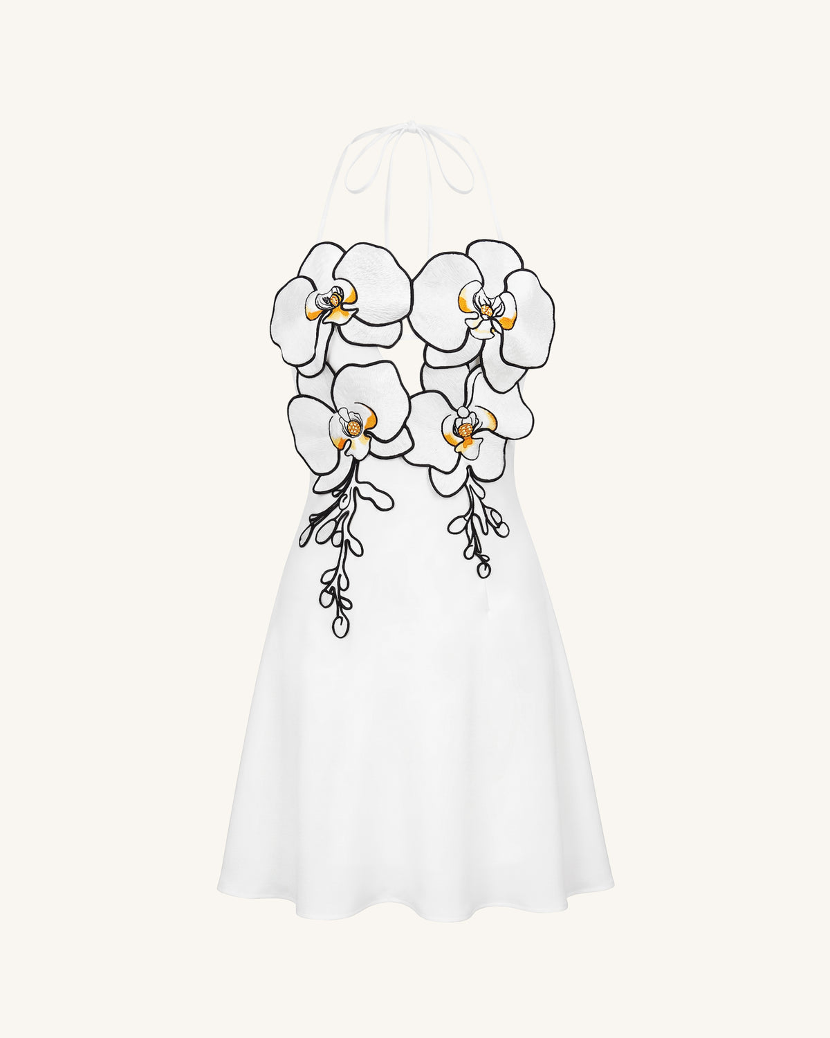 Orchid Embroidered Halter Mini Dress - White - view 3
