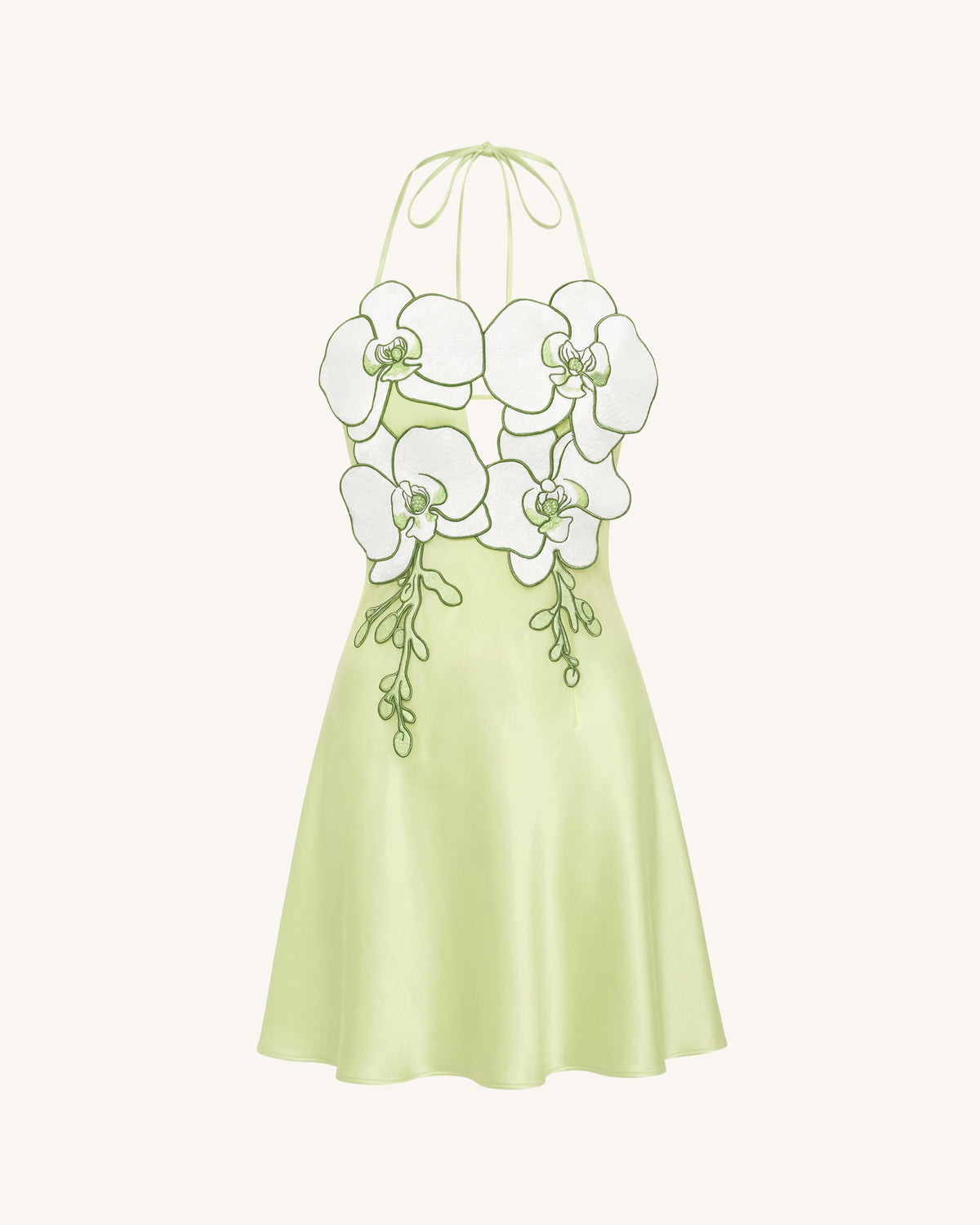 Orchid Embroidered Halter Mini Dress - Light Green - view 3