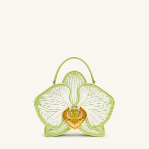 Flora Orchid Shaped Top Handle Bag - Light Green - view 1