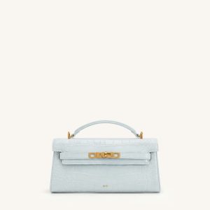 Noor Top Handle Bag - Blue Croc - view 1