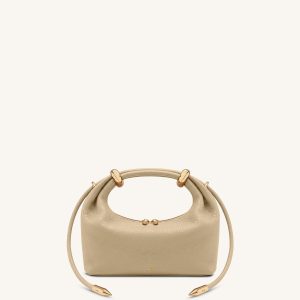Ellie Metal Ring Embellished Top Handle Bag - Beige - view 1