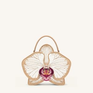 Flora Orchid Shaped Top Handle Bag - Champagne - view 1