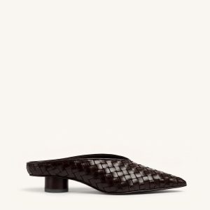 Helena Woven Textured Pointed Toe Mules - Burgundy - view 1