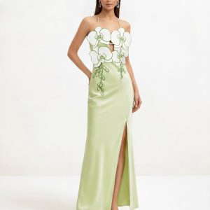 Orchid Embroidered Dress - Light Green/Ivory - view 1