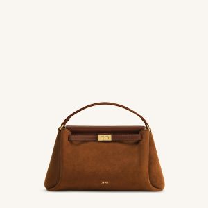 Carmen Faux Suede Top Handle Bag - Brown - view 1