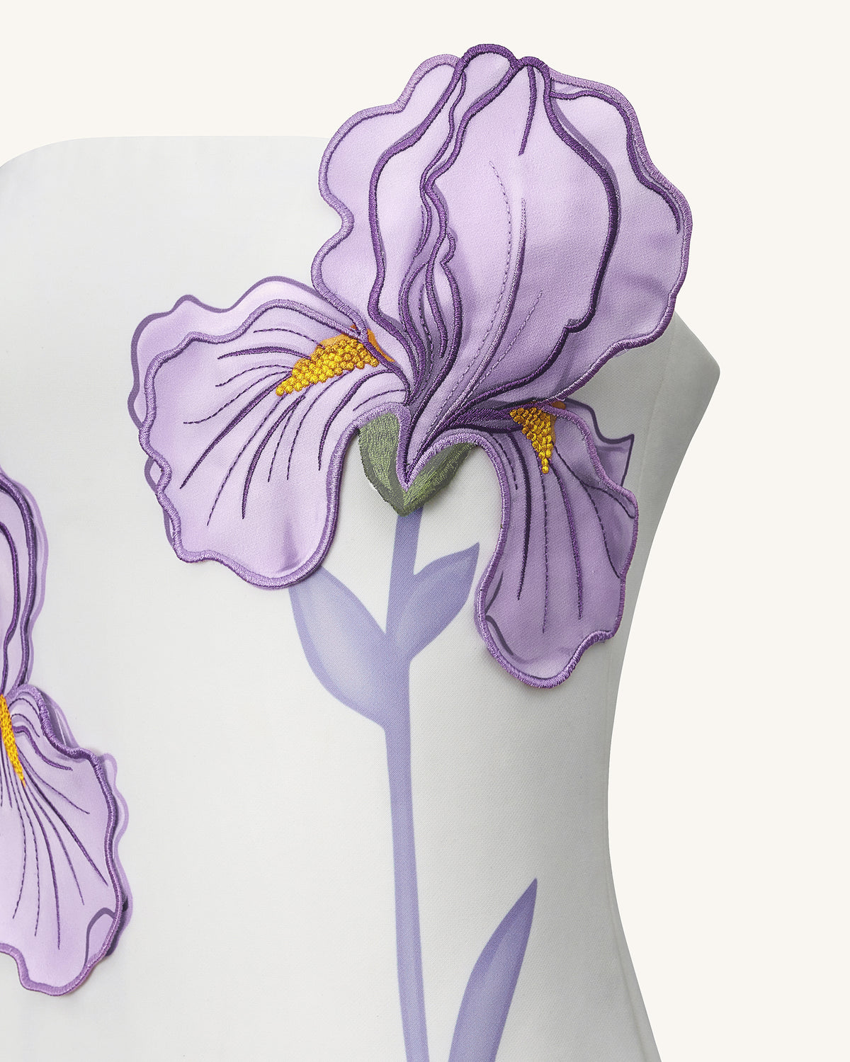 Iris Floral Print Strapless Dress - White - view 5