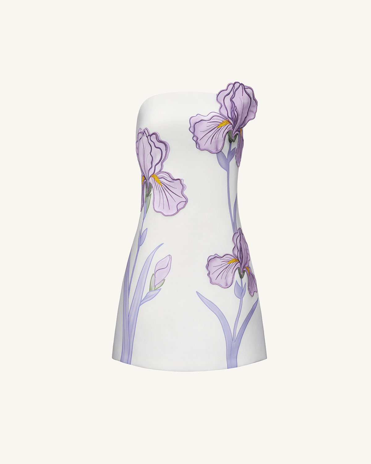 Iris Floral Print Strapless Dress - White - view 2