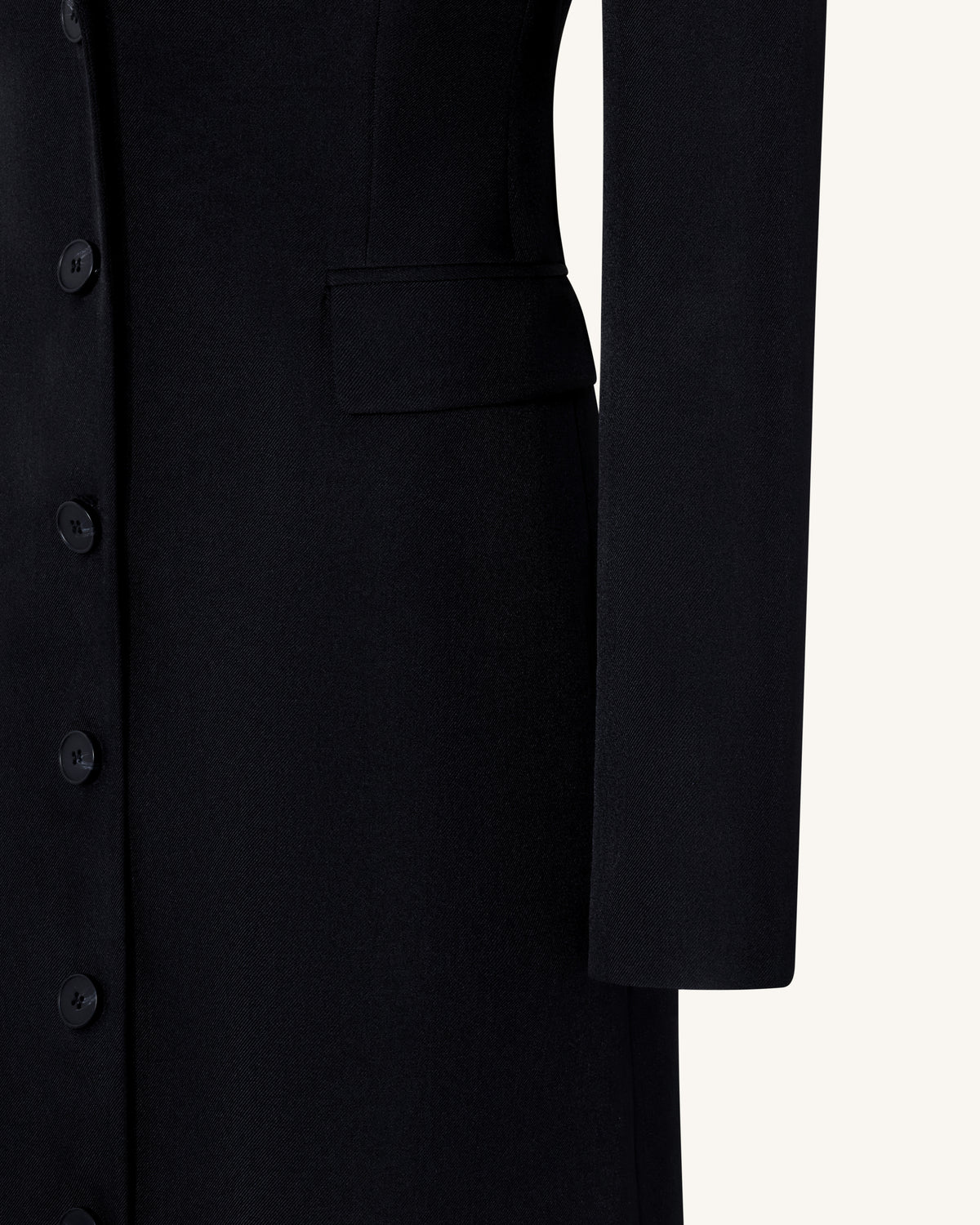 Structured Shoulder Fitted Lapel Maxi Coat - Black - view 5