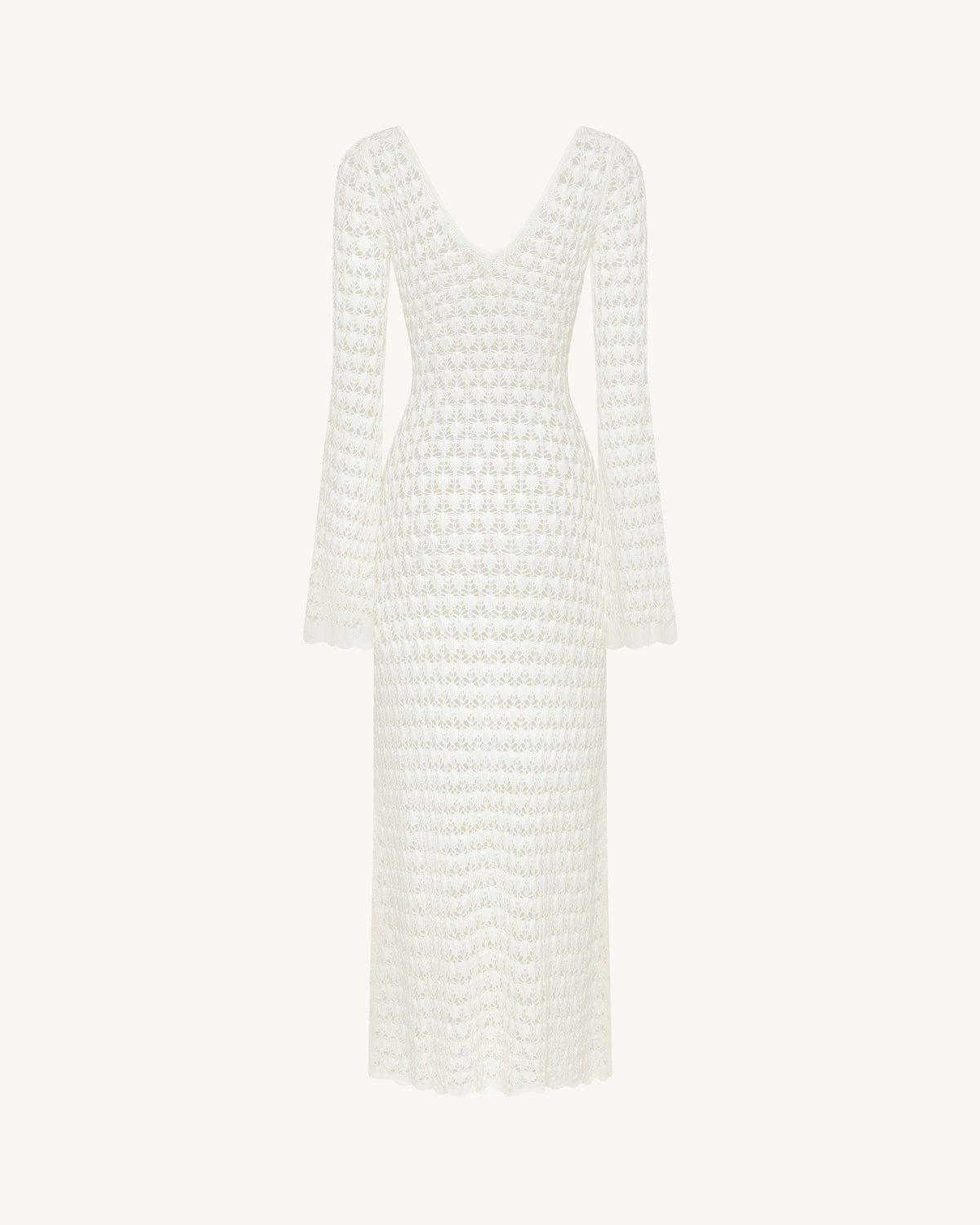 Pointelle Knit Keyhole Maxi Dress - White - view 3